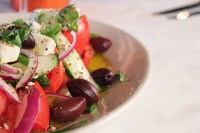 Greek salad made with Vrisi 36 balsamic vinegar